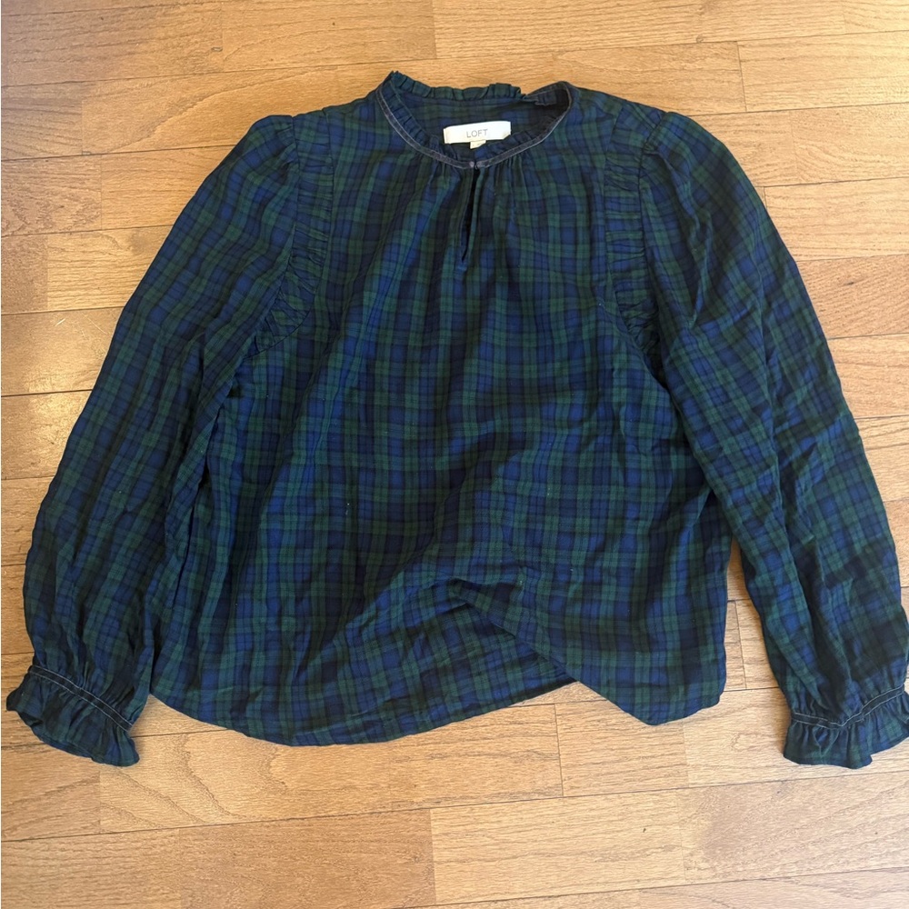 Plaid Long Sleeve Blouse loft tartan